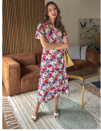 Floral Allover Print Tie-Up Wrap Dress Carousel 4