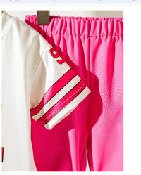 2pcs/Set Baby Girl Infant Toddler 0-3T Sporty V-Neck Loose Jersey Top And Relaxed Fit Cargo Sports