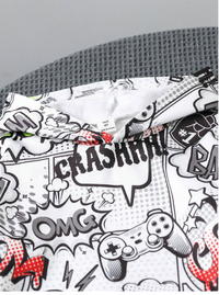 2pcs/Set Young Boys Young Girls Red White Fashionable Casual Casual Graffiti Letter Print Hooded Knit Sweatshirt Carousel 1