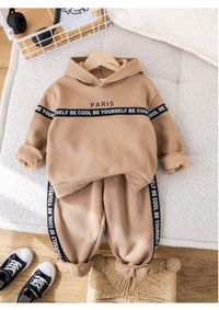 Boys Casual Cute Graphic Sporty Street Style Pullover Hoodie And Relaxed Fit Knit Pants Set Carousel 6