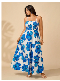  Plus Size Women's Open Shoulder Sleeveless A-Line Dress With Floral Print Carousel 5