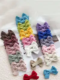 6/20/40pcs Fabric Corn Kernel Bow Hair Clips, Suitable For Babies & Toddlers Love Valentine
