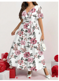 Retro Floral Pattern Loose Fit Plus Size Dress