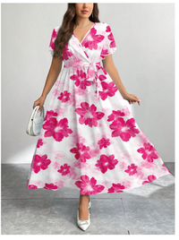 Floral Print Loose Fit Plus Size Dress