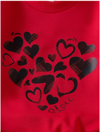 2pcs Young Girls Heart Print Crew Neck Long Sleeve Sweatshirt & Black Flared Pants Set Carousel 3