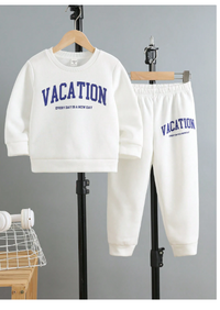 2pcs Boys Kids Casual Fashion Printed Knitted Crew Neck Long Sleeve Sweatshirt & Pants Set Carousel 1