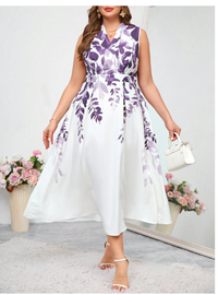 Floral Print Sleeveless Plus Size Dress Carousel 4