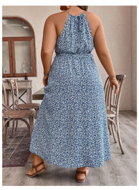  Plus Size Women's Floral Printed Strapless Dress