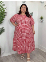 Plus Size Plaid Print Casual  Dress Carousel 6