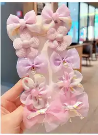 10pcs Cute Floral Bow Cartoon Hair Clips For Little Girls, Sweet And Adorable, Packaged Without Card