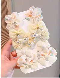 10pcs Cute Floral Bow Cartoon Hair Clips For Little Girls, Sweet And Adorable