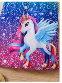  Young Girl Unicorn Printed Flutter Sleeve Dress Carousel 4