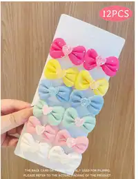 12pcs/Set Multicolor Bowknot Hair Clips For Girls & Teens, Versatile Casual Hair Accessories