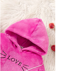 2pcs Baby Girl Hooded Letter Embroidered Long Sleeve Top And Elastic Waist Pants Casual Outfit