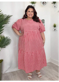 Plus Size Plaid Print Casual  Dress Carousel 3