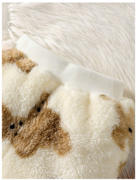 2pcs Set Baby Girls Fashion Casual Bear Pattern Crew Neck Long Sleeve Fleece Top And Pants Set