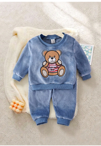 Cute Round Neck Baby Boys Plush Outfit