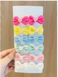 12pcs/Set Multicolor Bowknot Hair Clips For Girls & Teens, Versatile Casual Hair Accessories