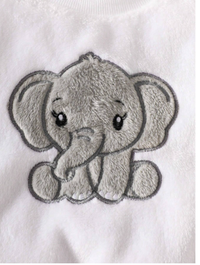 2pcs/Set Baby Boy Elephant Embroidery Fluffy Rib Knit Crew Neck Sweatshirt And Pants Set Carousel 2
