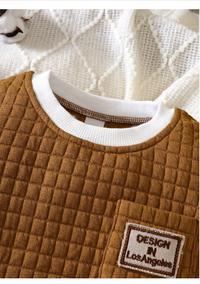 Baby Boy Letter Patched Detail Contrast Trim Sweatshirt & Sweatpants