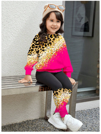 Baby Girl Casual Knitted Thick Crew Neck Long Sleeve Sweatshirt & Leggings Set