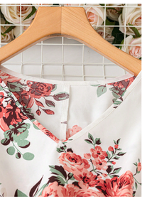 Plus Size Boho Floral Print Surplice Neck Dress Carousel 2