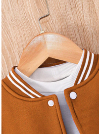 1 Set Baby Boy Cardigan Snap Button Baseball Jacket With Letter Print And Letter Print Elastic Waist Pants Carousel 3