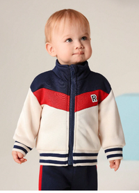 2pcs Baby Boys Blue-Red-White Colorblock Zipper Jacket And Pants  Carousel 3