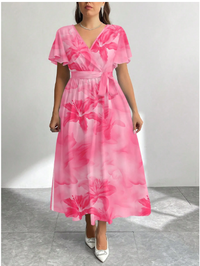 Floral Pattern Loose Fit Plus Size Dress Carousel 4