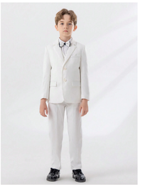 4pcs Young Boy Gentleman Suit Set: Jacket, Vest, Pants, Bow Tie Carousel 1