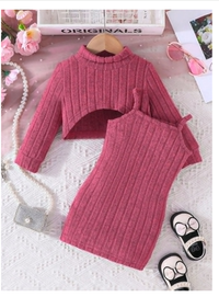 Baby Girl Solid Cami Dress & Mock Neck High Low Hem Tee