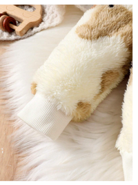 2pcs Set Baby Girls Fashion Casual Bear Pattern Crew Neck Long Sleeve Fleece Top And Pants Set