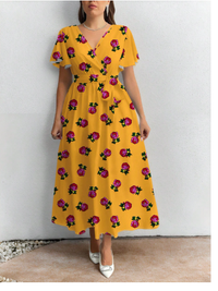 Plus Size Casual Retro Floral Pattern Loose Fit Dress Carousel 3