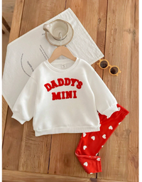 Baby Girl Cute Versatile Letter Pattern Long Sleeve Sweatshirt With Elastic Waist Carousel 6