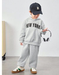 2pcs/Set Young Boys Casual Letter Graphic Hoodie And Pants  Carousel 4