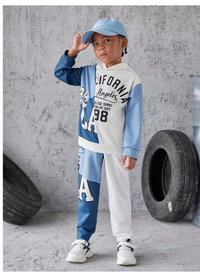 Young Boy Letter Graphic Hoodie & Sweatpants Carousel 1