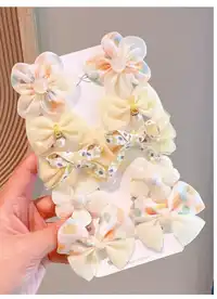 10pcs Cute Floral Bow Cartoon Hair Clips For Little Girls, Sweet And Adorable