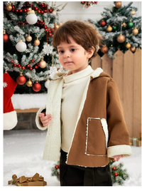 Babyboy/Babygirl Contrast Color Fleece Hooded Jacket