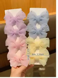 8pcs Assorted Color Sweet Style Hair Clips, Suitable For Everyday Use Carousel 1