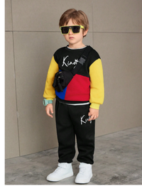 pcs/Set Young Boys Casual Lovely Daily Comfortable Versatile Color-Blocking Crew Neck Long Carousel 6