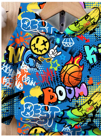 Baby Boy Casual Loose Cartoon Abstract Pattern Soft Knit Hoodie Sweatshirt & Pants Set