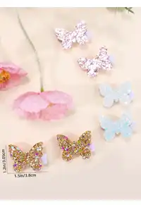 6pcs Butterfly Hair Clips For Toddler Girls Sparkling Gold Glitter Butterfly Hairpins