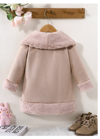 Baby Girl Fashion Contrast Fuzzy Panel Coat