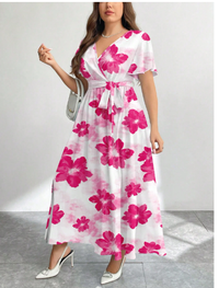 Floral Print Loose Fit Plus Size Dress Carousel 3