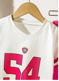 2pcs/Set Baby Girl Infant Toddler 0-3T Sporty V-Neck Loose Jersey Top And Relaxed Fit Cargo Sports