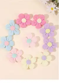 10pcs Macaron Floral Hair Clips For Girls,Adorable Colorful Flower Barrettes