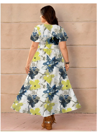 Casual Vintage Floral Pattern Loose Plus Size Dress Carousel 1