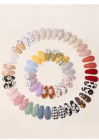 50/20/10 Pieces Baby Girl Cute Toddler Press Button Hair Clips With Flower Pattern  Carousel 3