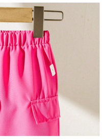 2pcs/Set Baby Girl Infant Toddler 0-3T Sporty V-Neck Loose Jersey Top And Relaxed Fit Cargo Sports