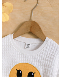 Baby Boy Cartoon Face Print Sweatshirt & Sweatpants